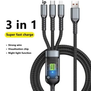 High Quality 100W 3 in 1 Power Data Cable USB Cable for Mobile Phone Fast Charging Cable