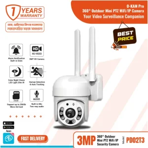 OKAM PRO PD02T3 PTZ Outdoor WIFI IP Camera 3MP 1080P HD Video 350 Degree Rotation LAN Port Color Night Vision Two-Way Audio Motion Detection Smart Sport Light Built in Alarm